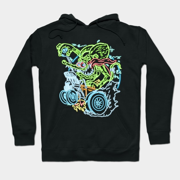 Rat Fink neon style Hoodie by AlanSchell76